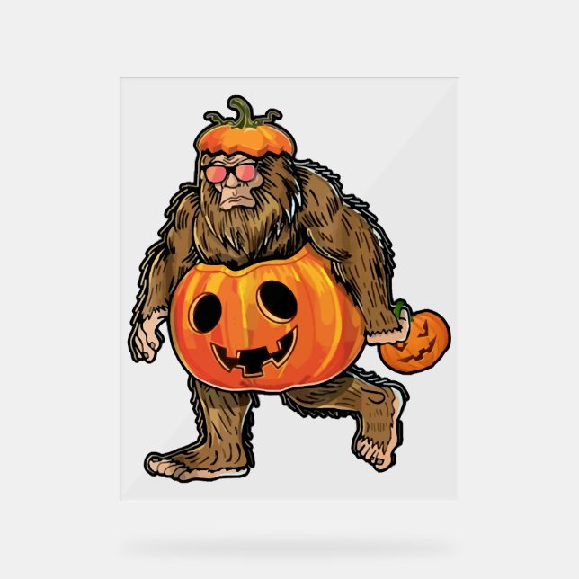 Bigfoot Halloween Pumpkin halloween Acrylic Sign (Front)
