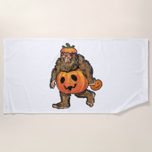Bigfoot Halloween Pumpkin halloween Beach Towel