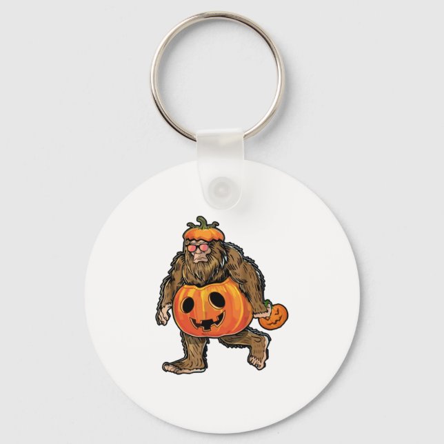 Bigfoot Halloween Pumpkin halloween Key Ring (Front)
