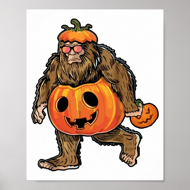 Bigfoot Halloween Pumpkin halloween Poster (Front)