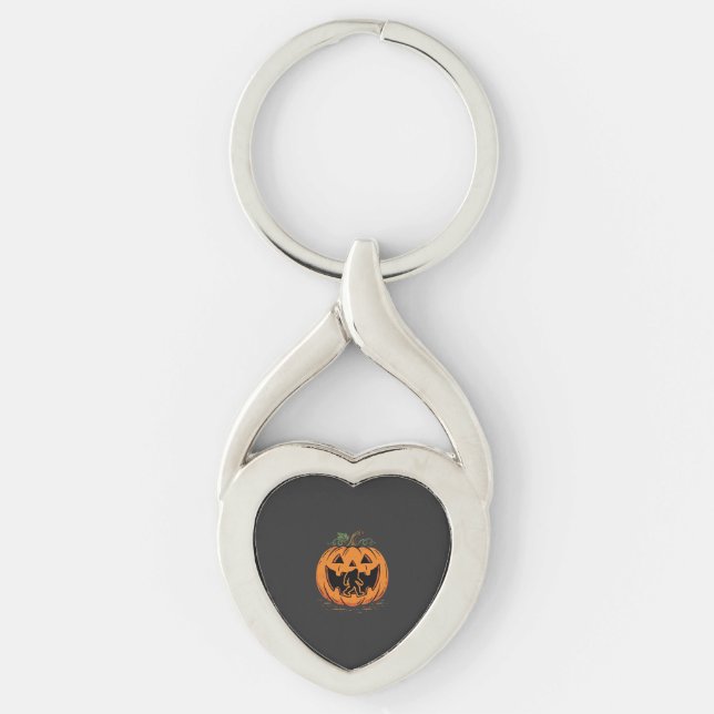 Bigfoot Halloween Pumpkin Silhouette Design_1 Key Ring (Front)