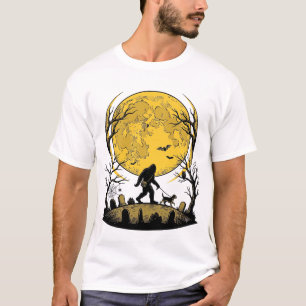 Bigfoot Halloween Shirt Full Moon Dog Walk