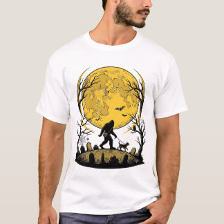 Bigfoot Halloween Shirt Full Moon Dog Walk