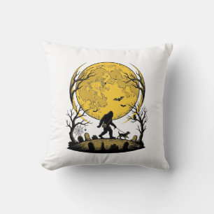 Bigfoot Halloween Shirt Full Moon Dog Walk_1 Cushion
