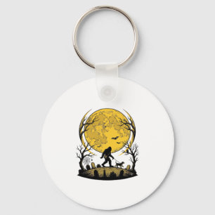 Bigfoot Halloween Shirt Full Moon Dog Walk_1 Key Ring