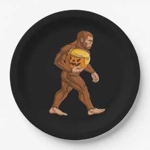 Bigfoot Halloween Trumpkin Pumpkin Classic Paper Plate