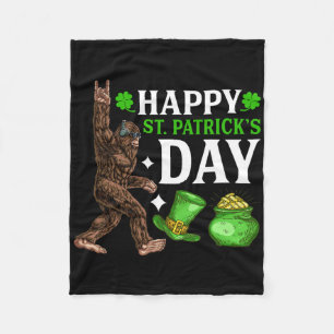 Bigfoot Happy St Patricks Day Shirt Funny Green Sa Fleece Blanket