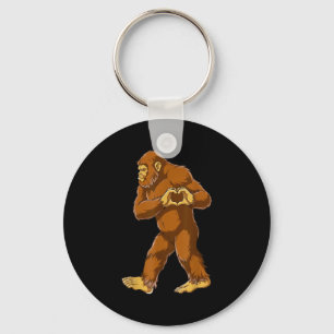 Bigfoot Heart Hands Funny Sasquatch Lover Valentin Key Ring