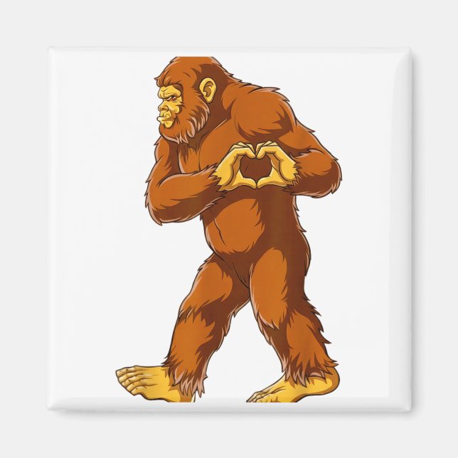 Bigfoot Heart Hands Funny Sasquatch Lover Valentin Magnet (Front)