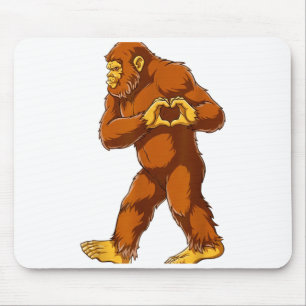 Bigfoot Heart Hands Funny Sasquatch Lover Valentin Mouse Pad