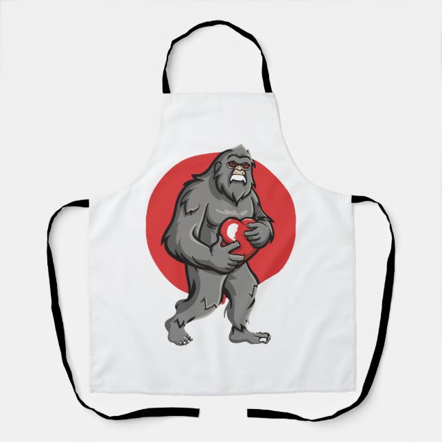 bigfoot heart valentines day apron (Front)