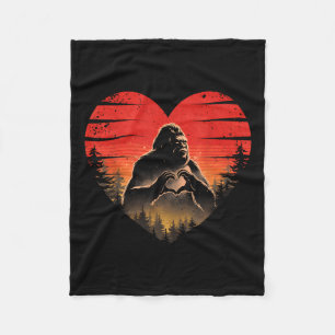 Bigfoot Heart Valentines Day Boys Girls Kids Love  Fleece Blanket