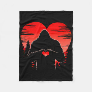 Bigfoot Heart Valentines Day Boys Girls Kids Love Fleece Blanket