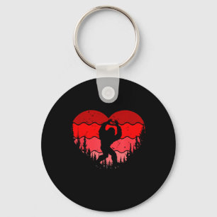 Bigfoot Heart Valentines Day Boys Girls Kids Love Key Ring