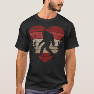 Bigfoot Heart Valentine's Day Boys Girls Kids Love T-Shirt