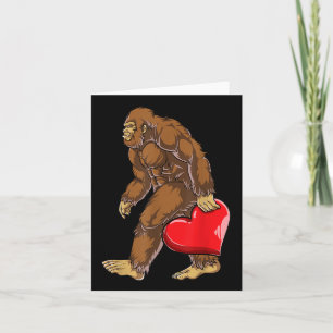 Bigfoot Heart Valentines Day Boys Men Love Sasquat Card