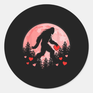 Bigfoot Heart Valentines Day Boys Mens Love Funny Classic Round Sticker