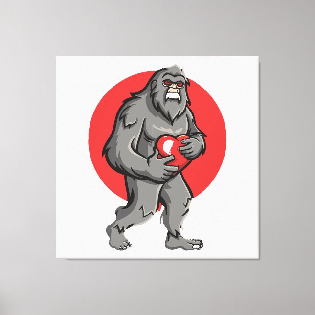 bigfoot heart valentines day canvas print (Front)