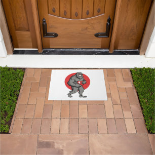 bigfoot heart valentines day doormat