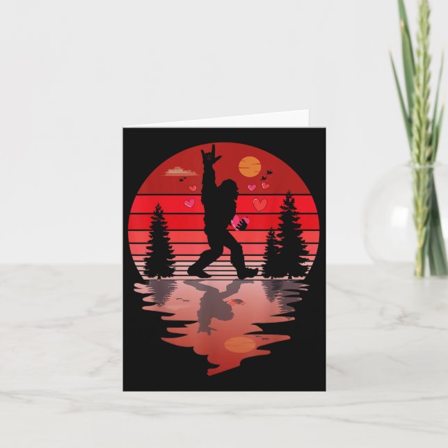 Bigfoot Heart Valentines Day Funny Love Sasquatch  Card (Front)