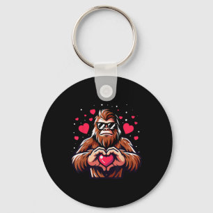 Bigfoot Heart Valentines Day Funny Sasquatch Boys  Key Ring