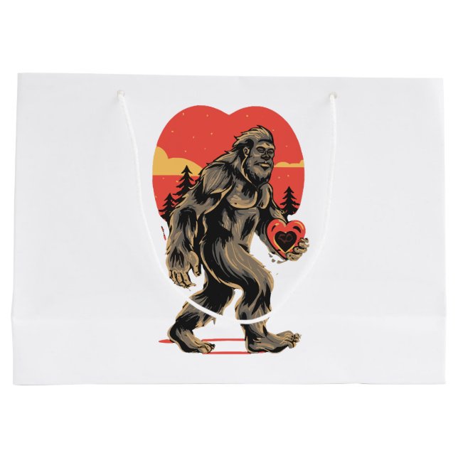bigfoot heart valentines day large gift bag (Back)