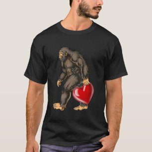 Bigfoot Heart Valentines Day Love Sasquatch Funny T-Shirt