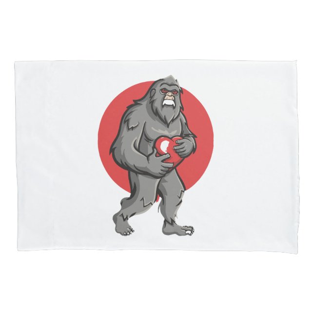 bigfoot heart valentines day pillowcase (Front)
