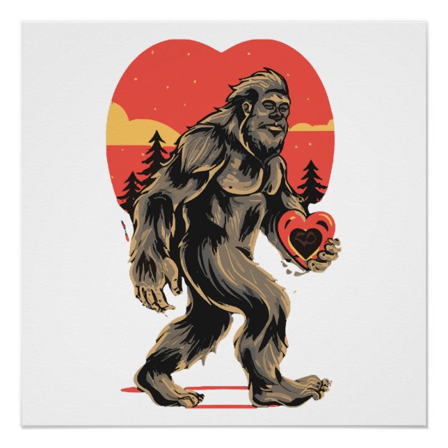 bigfoot heart valentines day poster (Front)