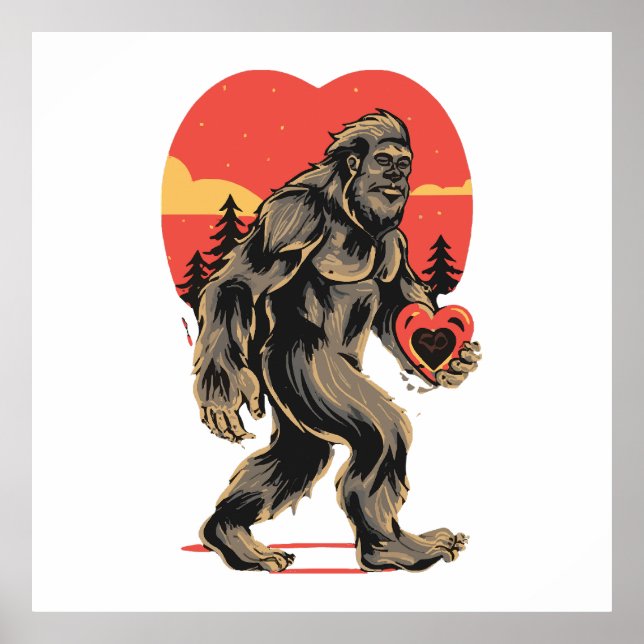 bigfoot heart valentines day poster (Front)
