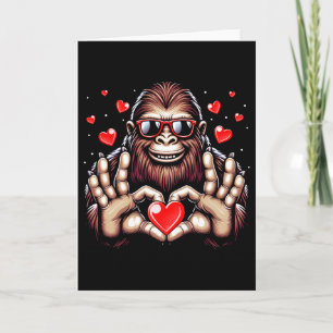 Bigfoot Heart Valentines Day Shirts Boys Kids Sasq Card