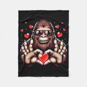 Bigfoot Heart Valentines Day Shirts Boys Kids Sasq Fleece Blanket