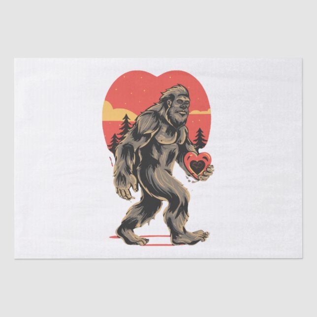 bigfoot heart valentines day tissue paper (Front)