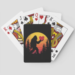 Bigfoot Heart Valentines Love Sasquatch Sunset Playing Cards