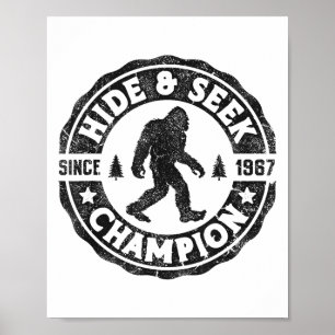 Bigfoot Hide And Seek Champion Funny Sasquatch Ret Poster