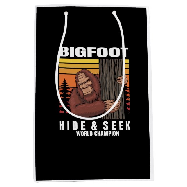 bigfoot hiding in a tree retro medium gift bag (Front)