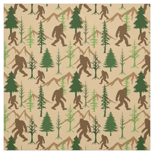 Bigfoot Hiding in the Forest Sasquatch Patterned Fabric (Swatch)