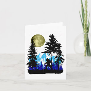 Bigfoot Hiding Under Full Moon For Sasquatch Lover Card
