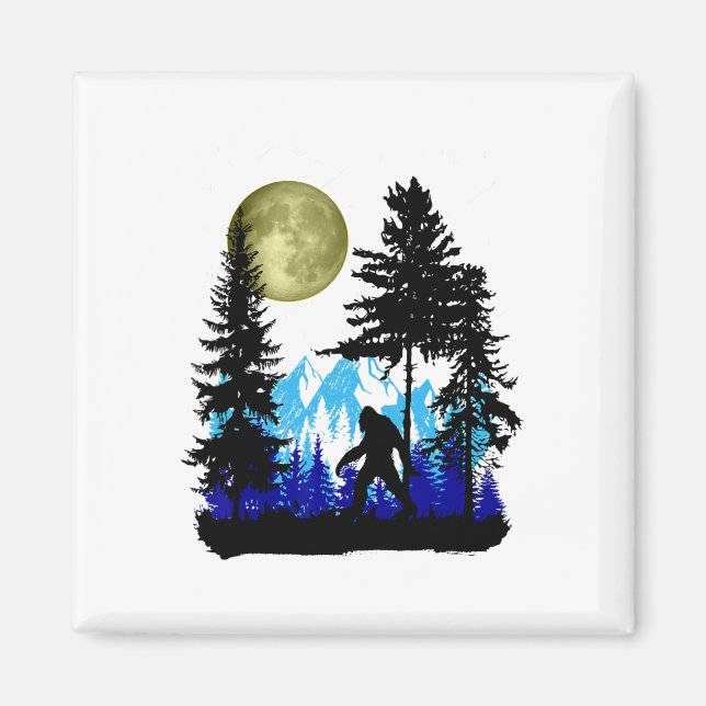 Bigfoot Hiding Under Full Moon For Sasquatch Lover Magnet (Front)