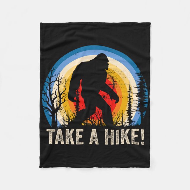 Bigfoot Hiking  Fleece Blanket (Front)