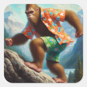 Bigfoot Hiking Square Sticker