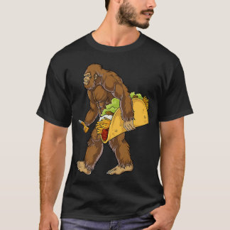 Bigfoot Holding A Tacocarrying A Taco Sasquatch T-Shirt