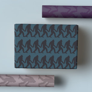 Bigfoot Holding Hands Stripe Wrapping Paper Sheet