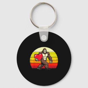 Bigfoot Holding Heart Valentine's Day Sasquatch De Key Ring