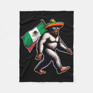 Bigfoot Holding Mexico Flag Funny Cinco De Mayo Me Fleece Blanket