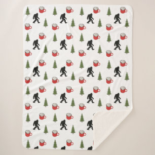 Bigfoot, Hot Cocoa, Pine Tree, Outdoors Sherpa Blanket