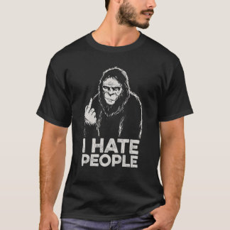 Bigfoot I Hate People Funny Sasquatch Middle Finge T-Shirt