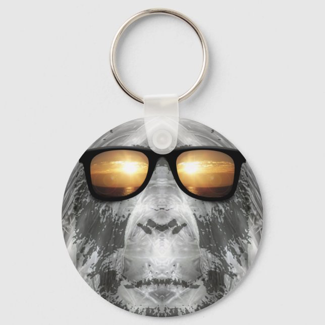Bigfoot In Shades Key Ring (Front)