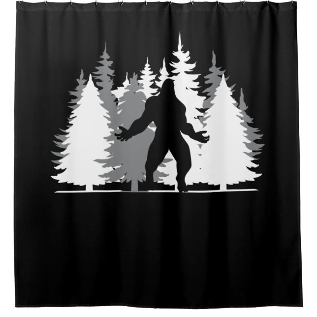 Bigfoot in the Forest Sasquatch Yeti Shower Curtain (Front)