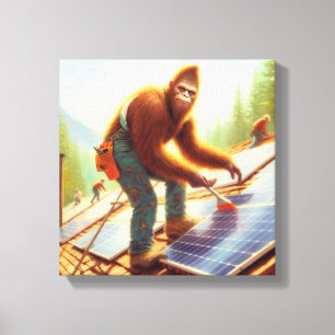 Bigfoot Installing Solar Panels Canvas Print